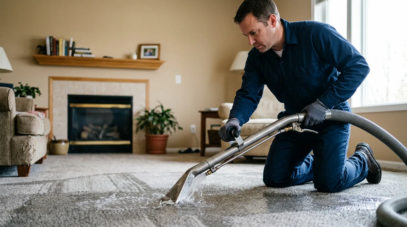 Water damage restoration technician working near Pleasant Hall, PA